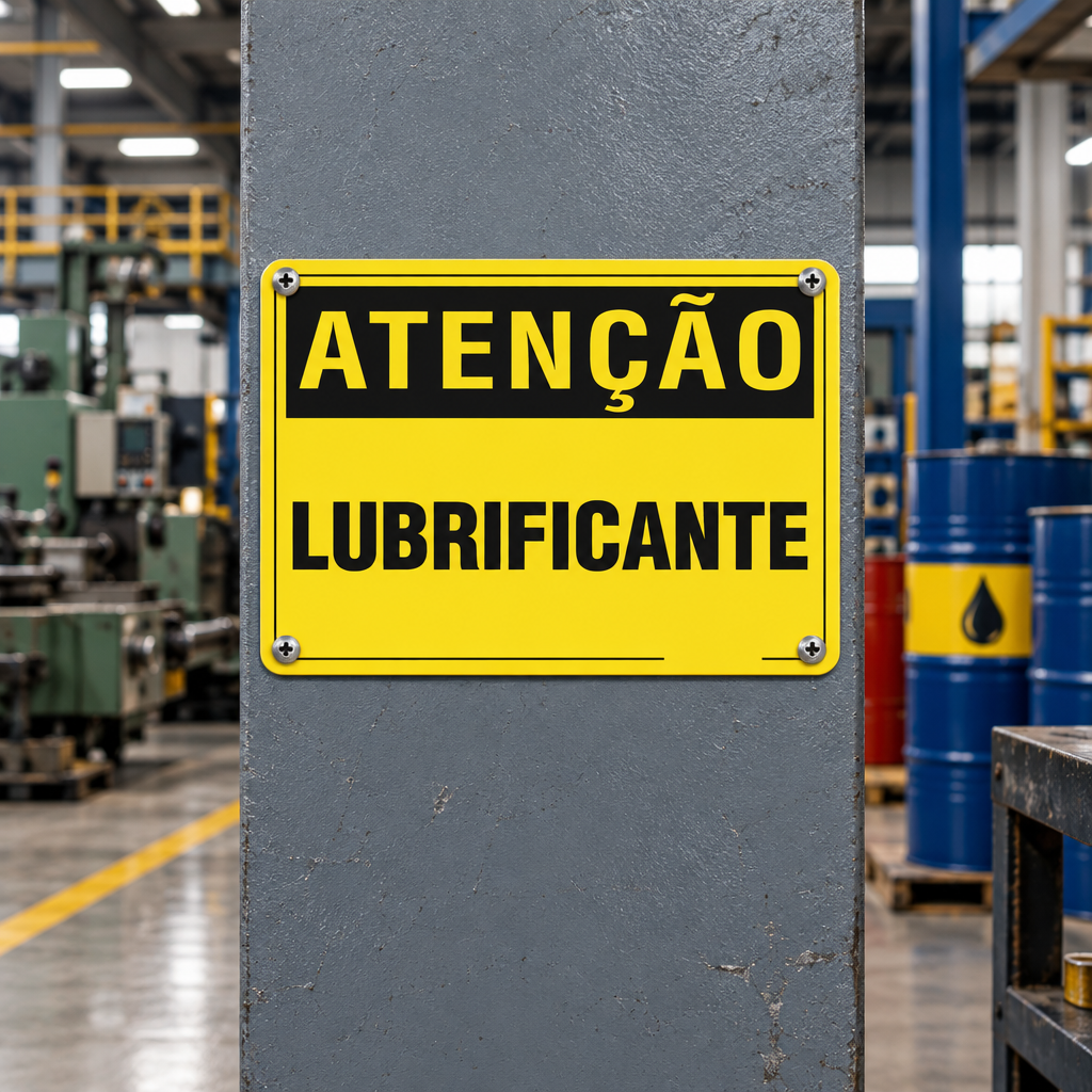 Placa Atenção "Óleo lubrificante industrial"