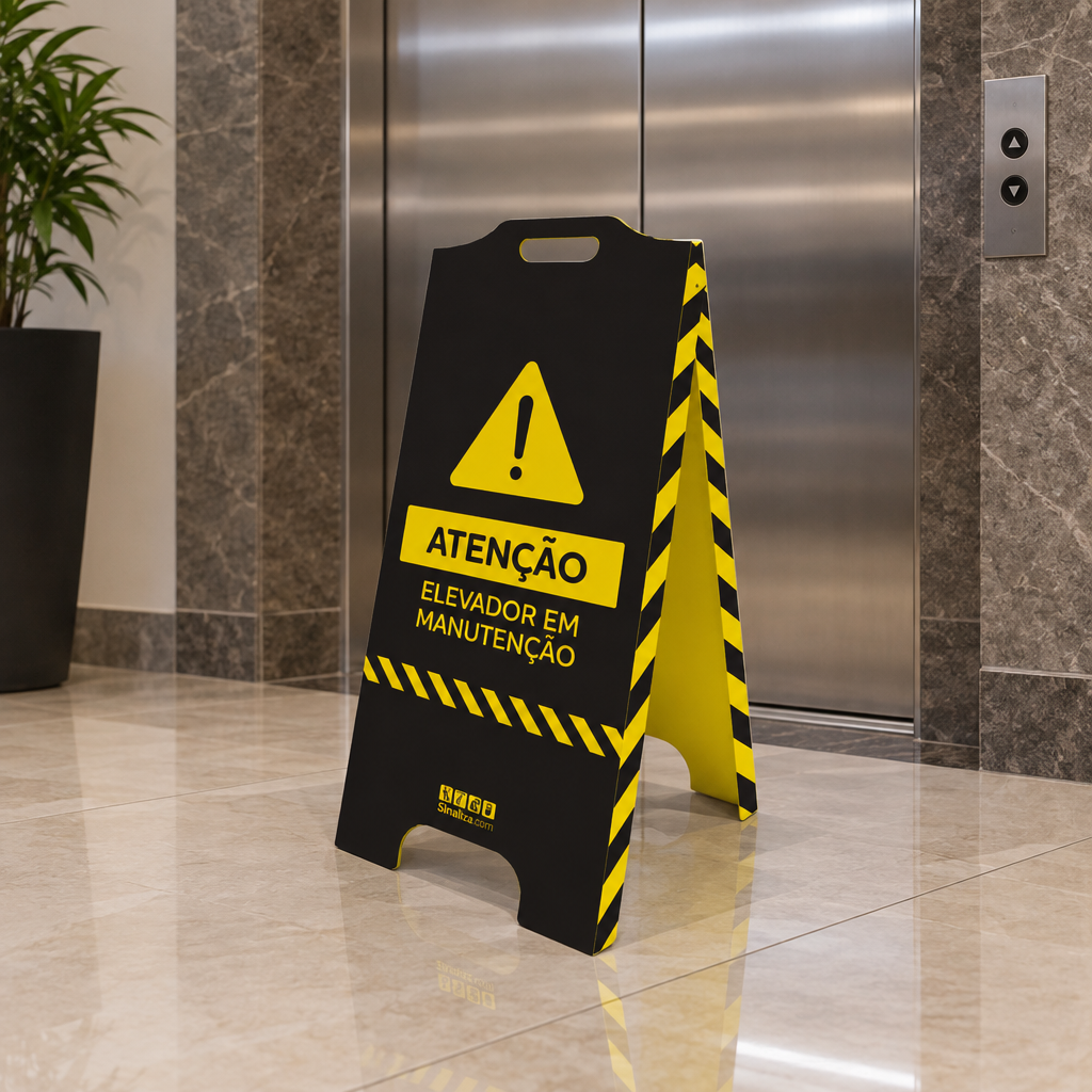 Cavalete de Sinalização "Elevador em Manutenção" Trilíngue 58x28 cm