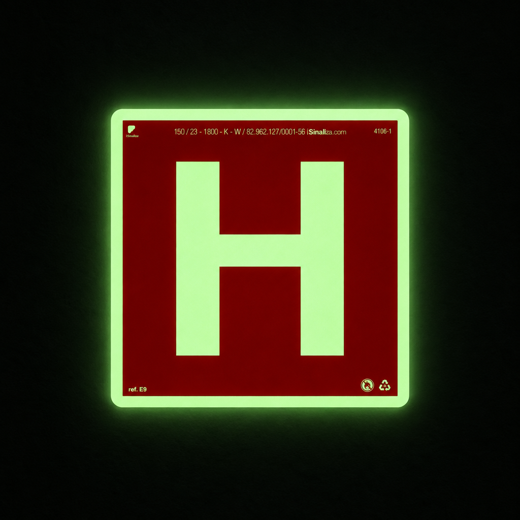 Placa "Hidrante" Fotoluminescente E9 com ColorAdd