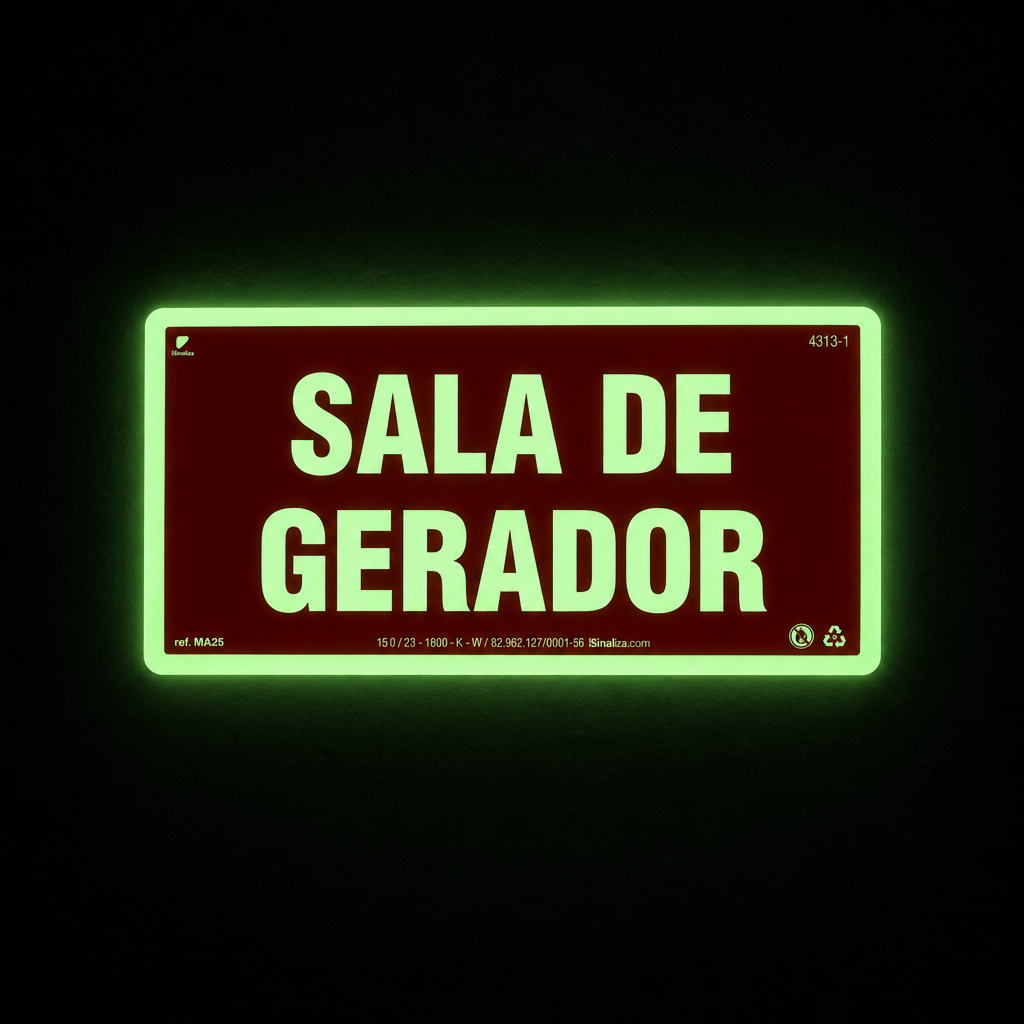 Placa de Alerta "Sala de Gerador" MA25 com ColorAdd