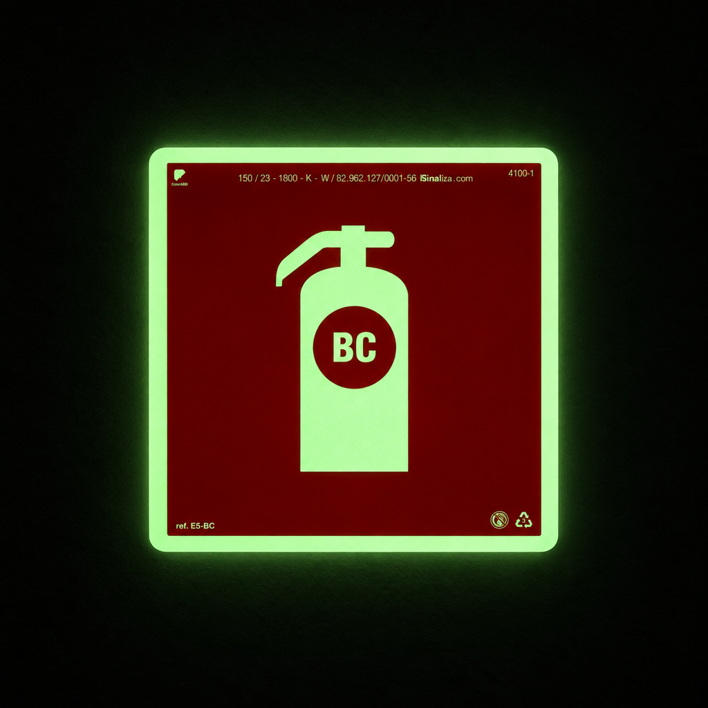 Placa "Extintor BC" Fotoluminescente E5-BC com ColorAdd