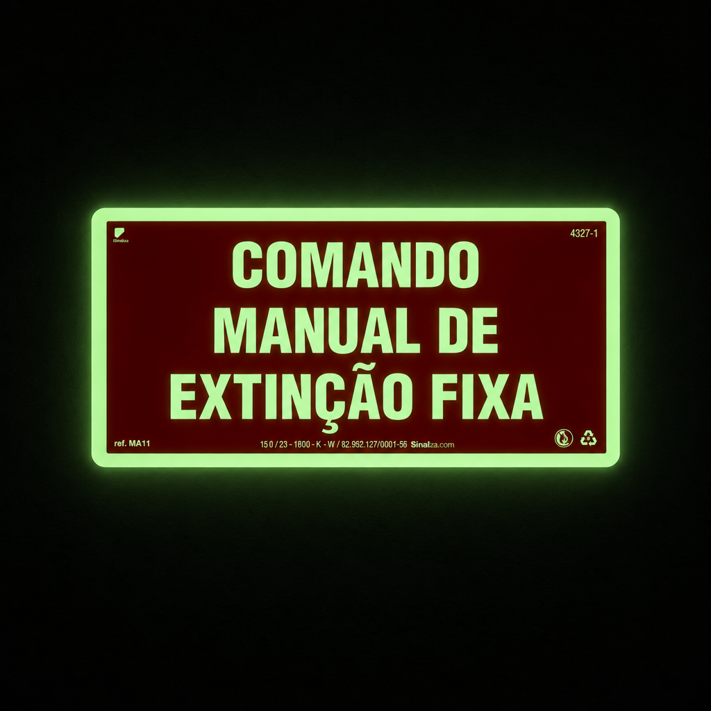 Placa "Comando Manual de Extinção Fixa" MA11 com ColorAdd