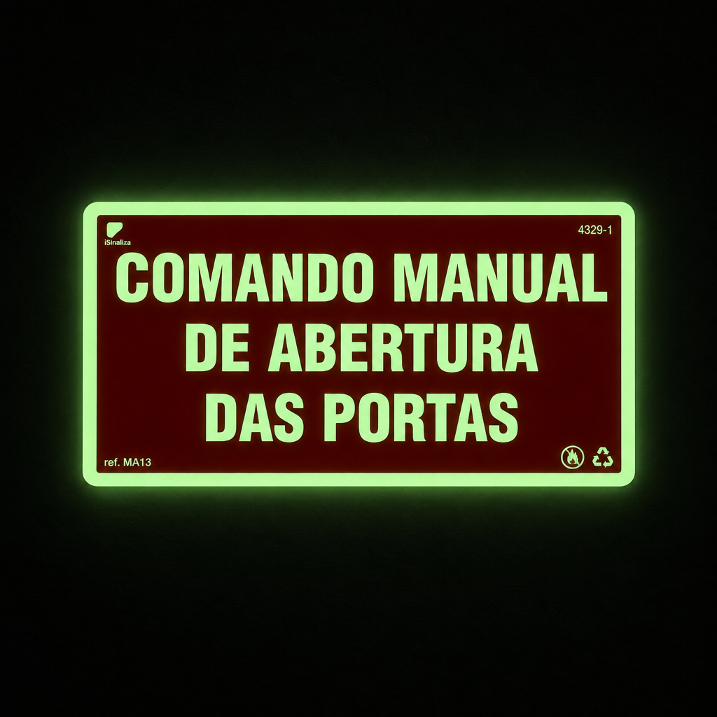 Placa "Comando Manual de Abertura das Portas" MA13 com ColorAdd
