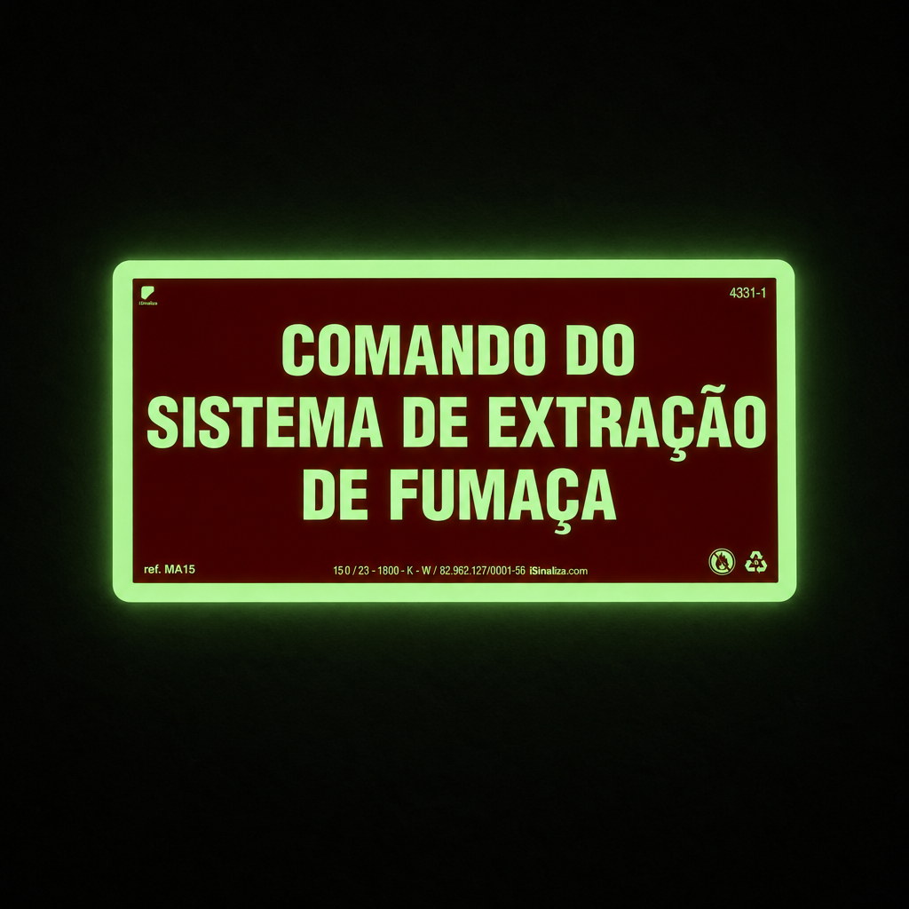 Placa de Alerta "Comando Extração de Fumaça" MA15 com ColorAdd