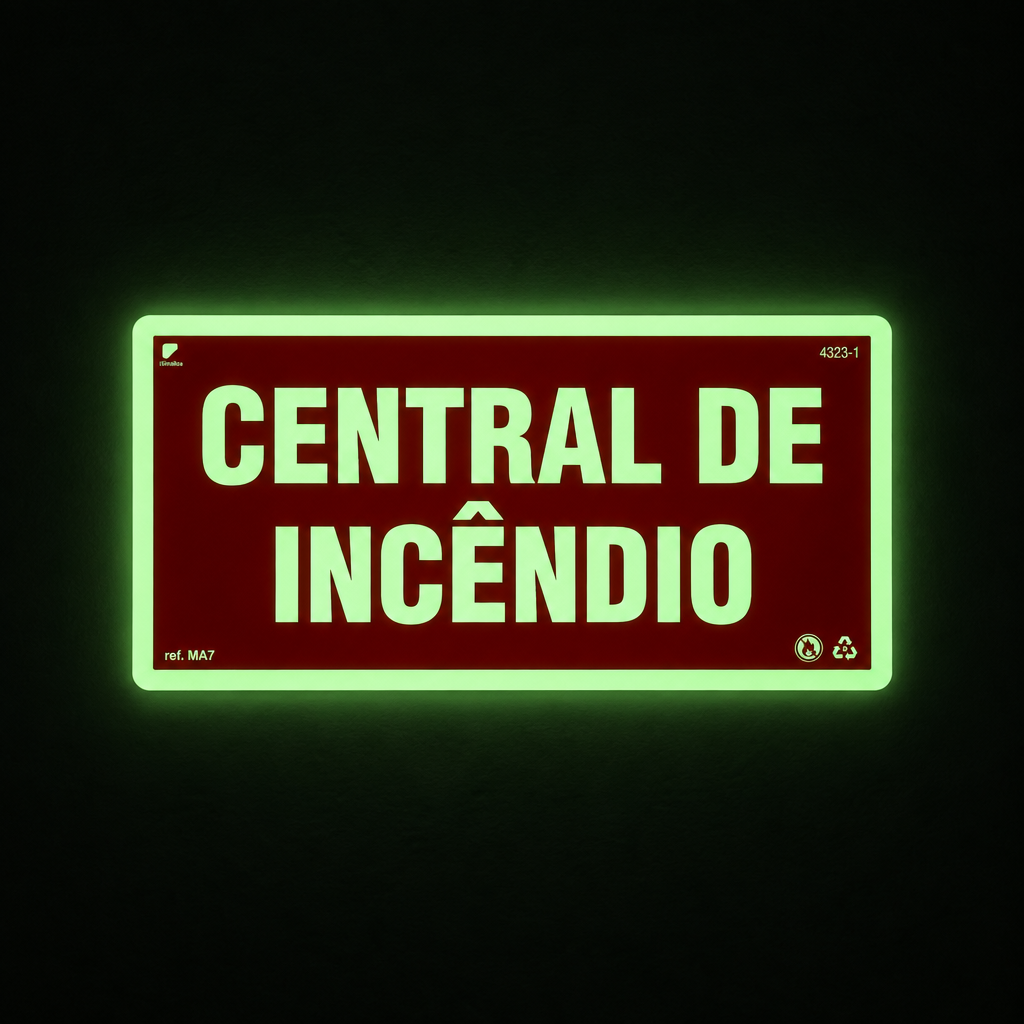 Placa de Alerta "Central de Incêndio" MA7 com ColorAdd