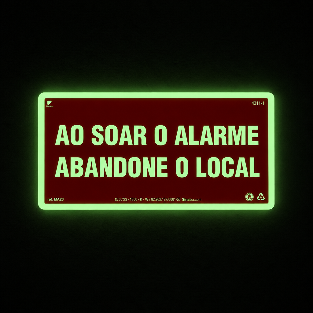 Placa de Alerta "Ao Soar o Alarme, Abandone o Local" MA23 com ColorAdd