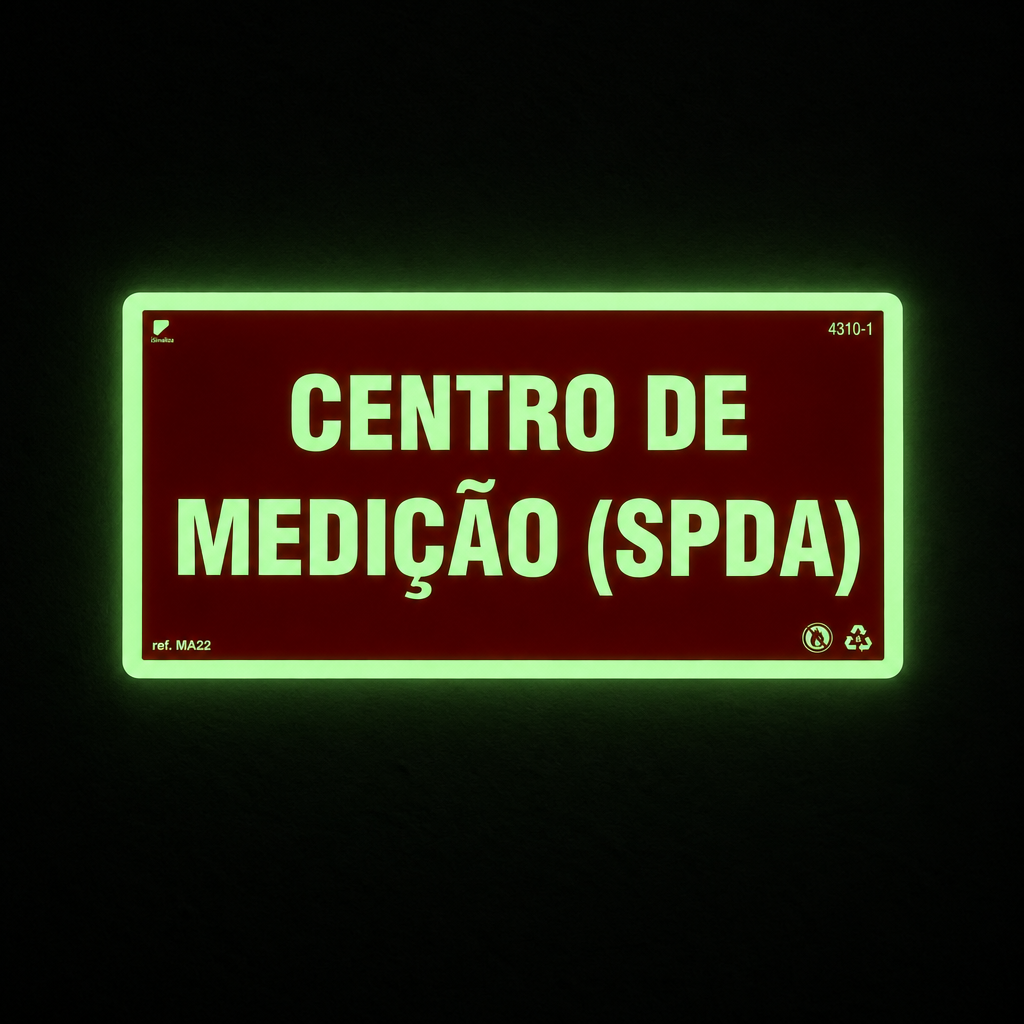 Placa de Alerta "Centro de Medição - SPDA" MA22 com ColorAdd