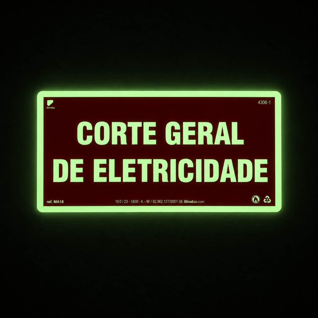 Placa de Alerta "Corte Geral de Eletricidade" MA18 com ColorAdd