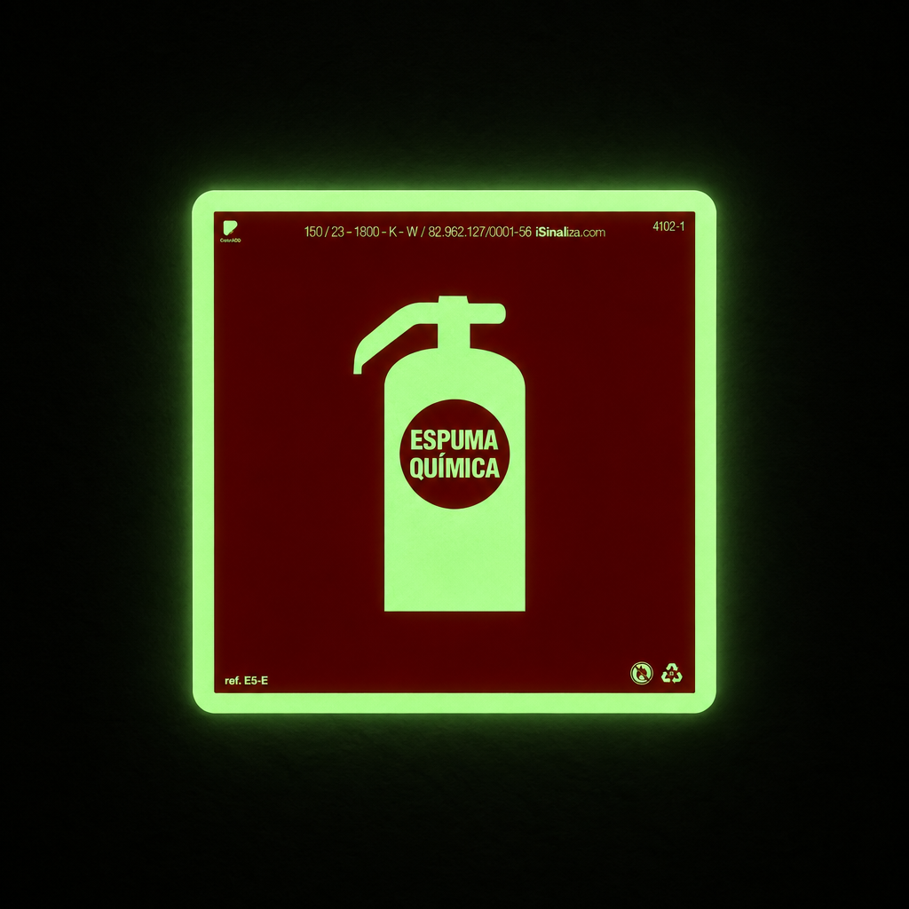 Placa "Extintor Espuma" Fotoluminescente E5-E com ColorAdd