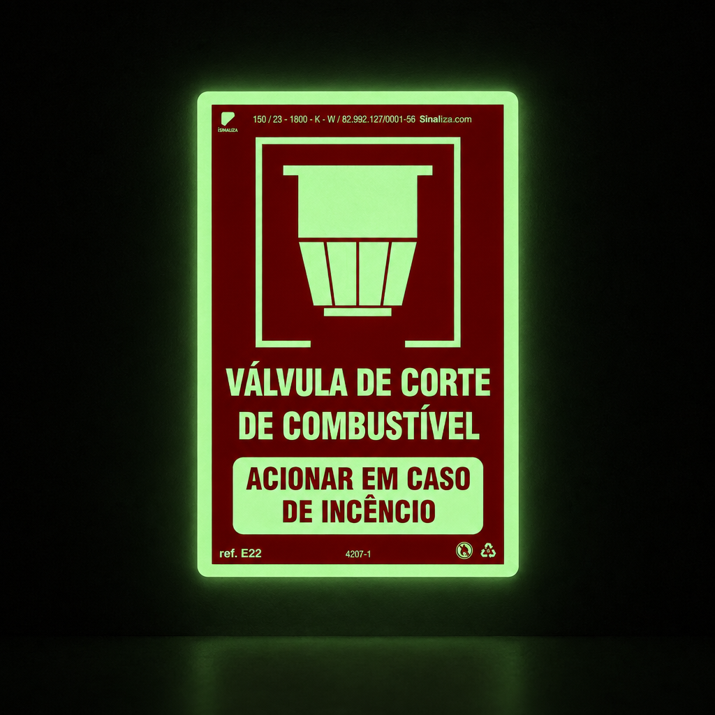 Placa "Válvula de Corte de Combustível" E22 com ColorAdd