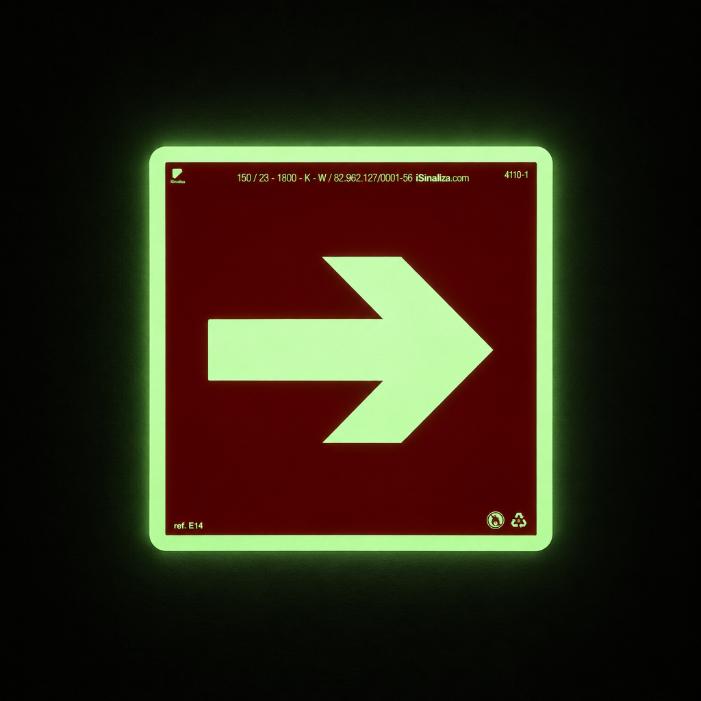 Placa Complementar "Seta" Fotoluminescente E14 com ColorAdd