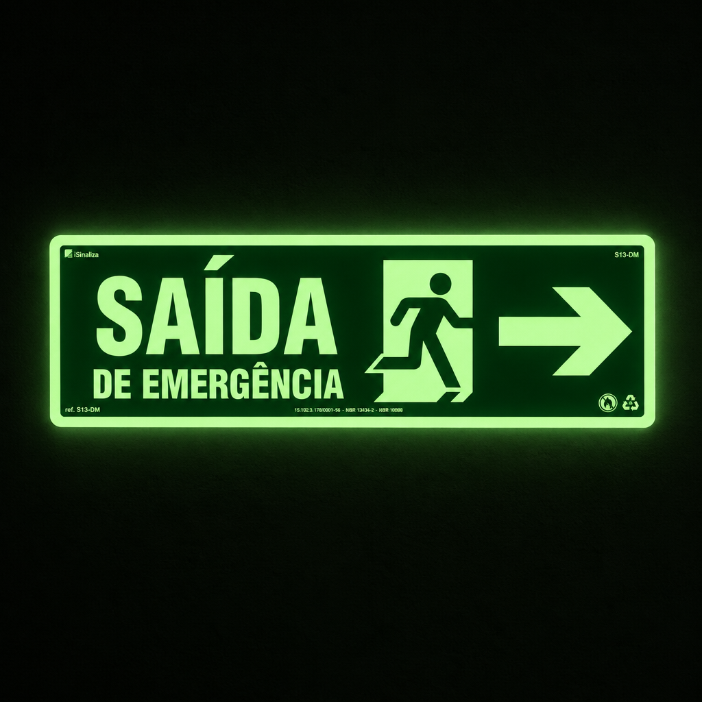 Placa Saída Placa Rota de Fuga "Saída de Emergência à Direita" S13-DM com ColorAdd