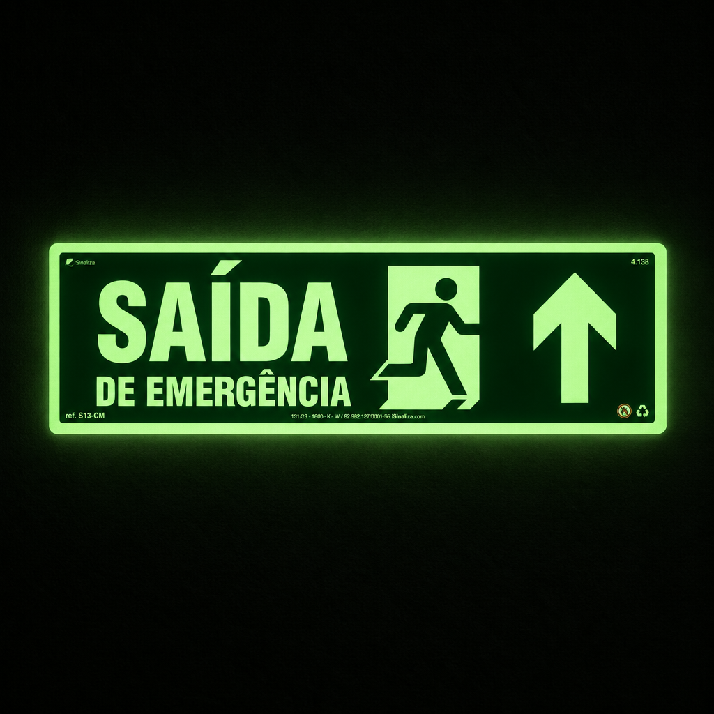 Placa Rota de Fuga "Saída de Emergência Siga em Frente" S13-CM com ColorAdd