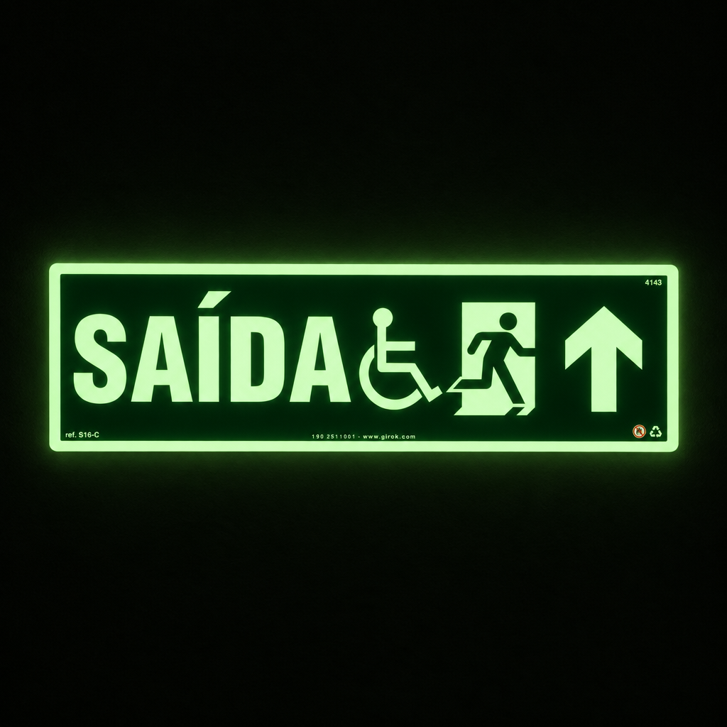 Placa Rota de Fuga Acessível "Siga em Frente" S16-C com ColorAdd