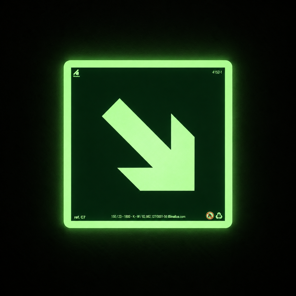 Placa Complementar "Seta Direita Baixo" Fotoluminescente C7 com ColorAdd