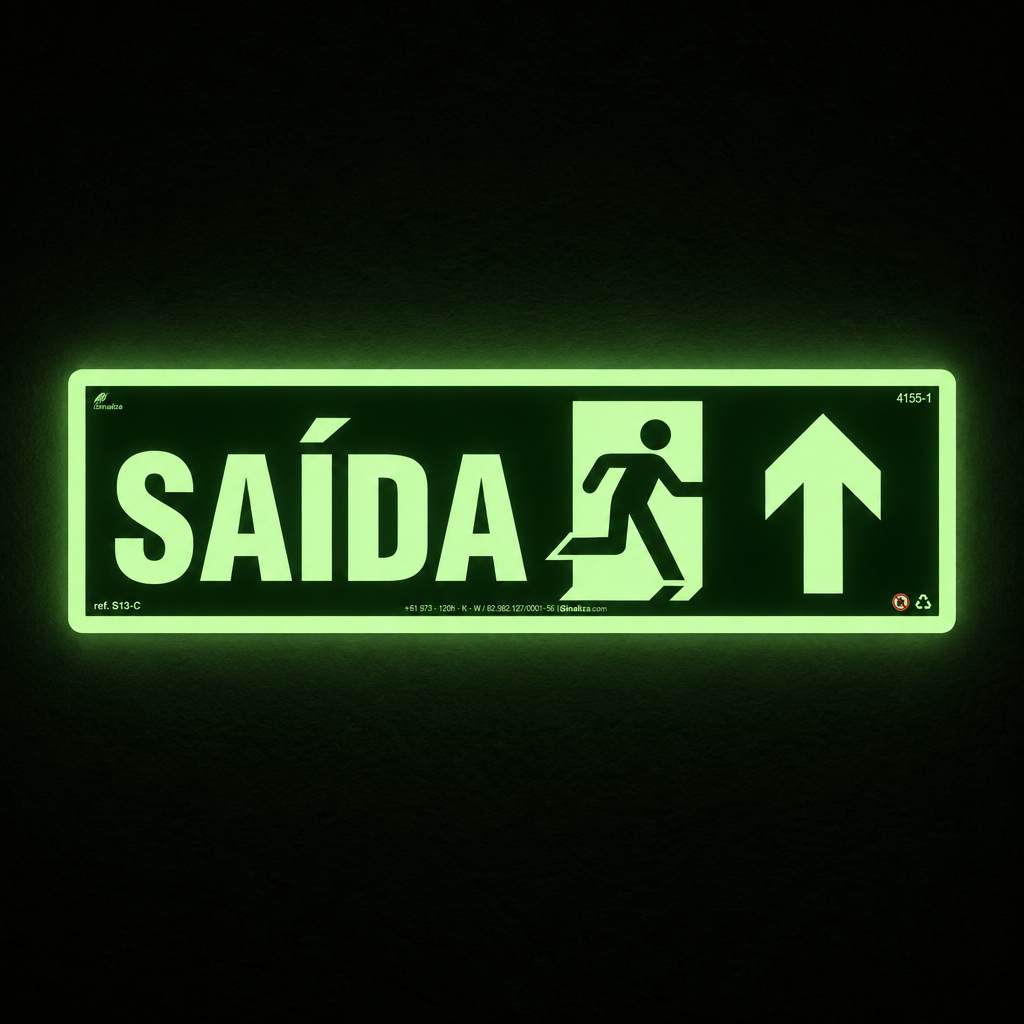 Placa "Saída de Emergência" (Seta Cima) S13-C com ColorAdd