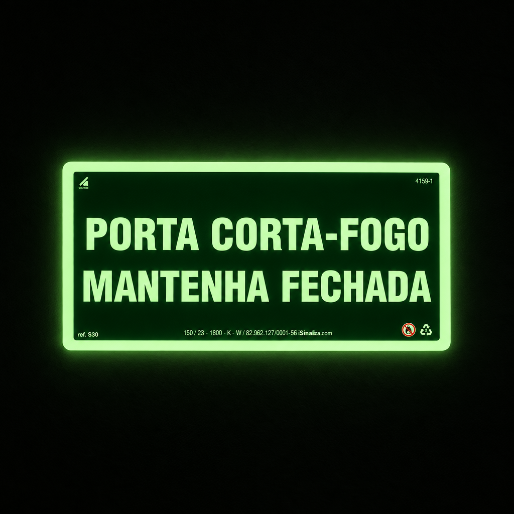 Placa "Porta Corta-Fogo Mantenha Fechada" S30 com ColorAdd