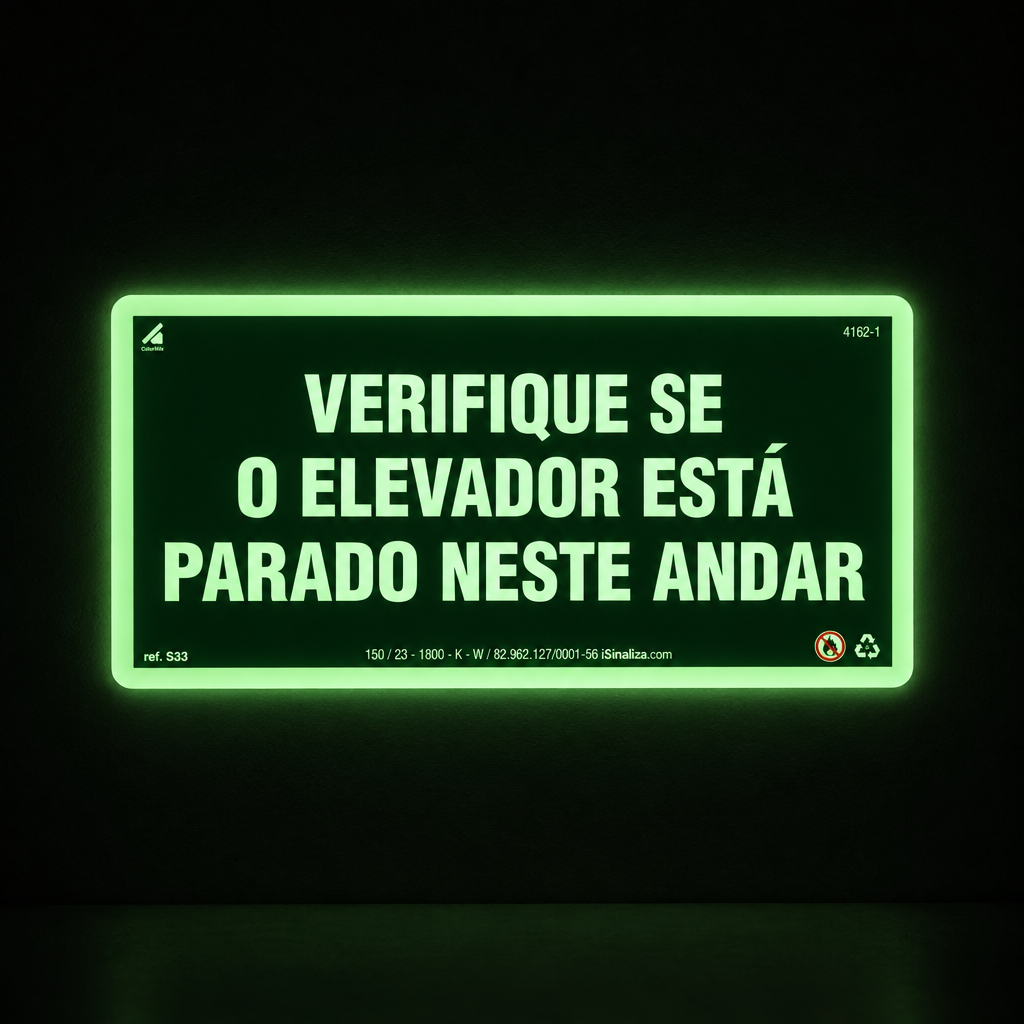 Placa para Elevador "Verifique o Andar" S33 com ColorAdd