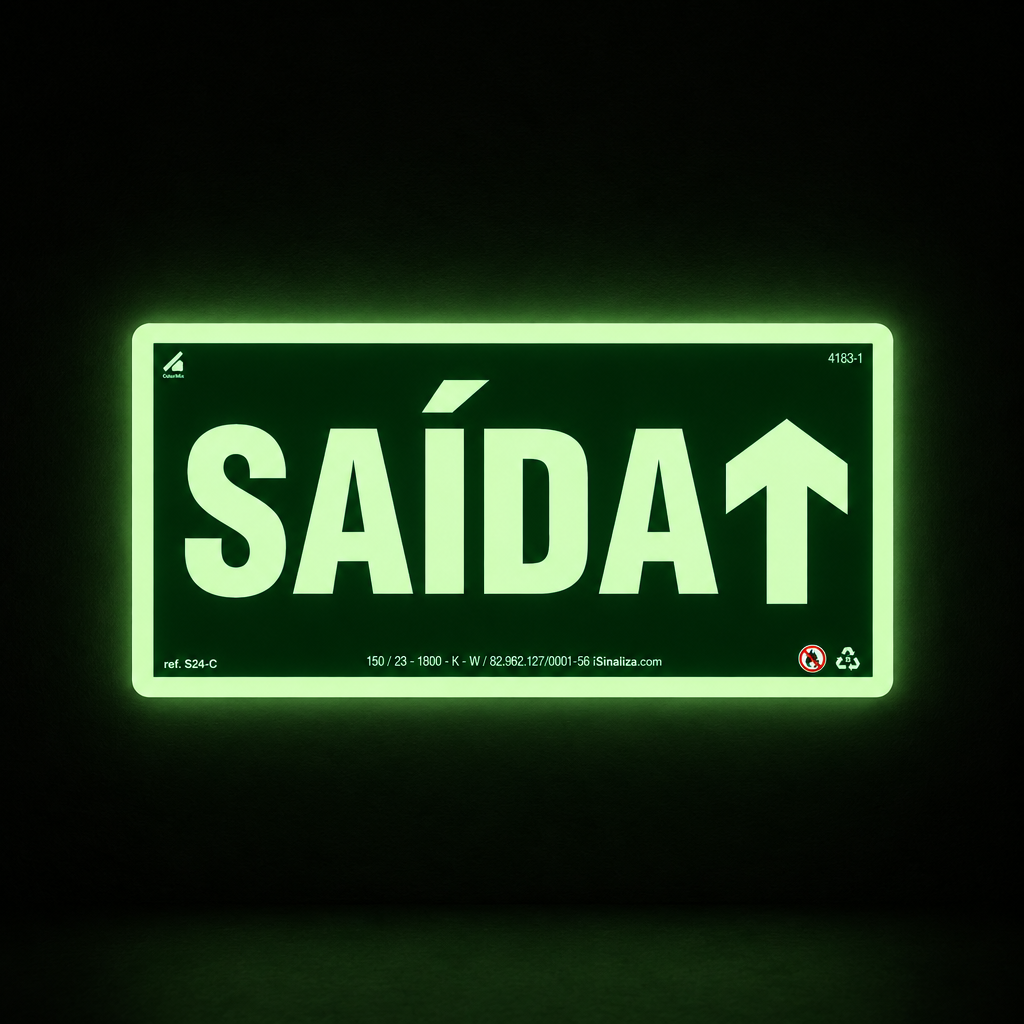 Placa "Saída" (Seta Cima) S24-C com ColorAdd