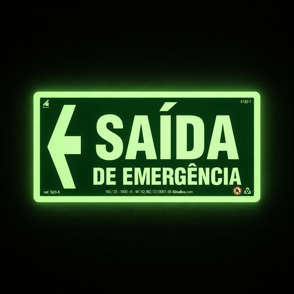 Placa "Saída de Emergência" (Seta Esquerda) S23-E com ColorAdd