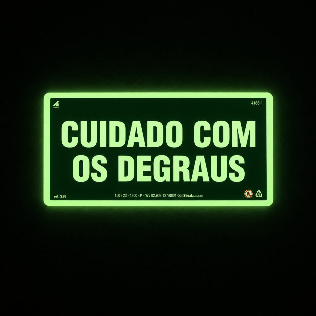 Placa de Advertência "Cuidado com os Degraus" S26 com ColorAdd