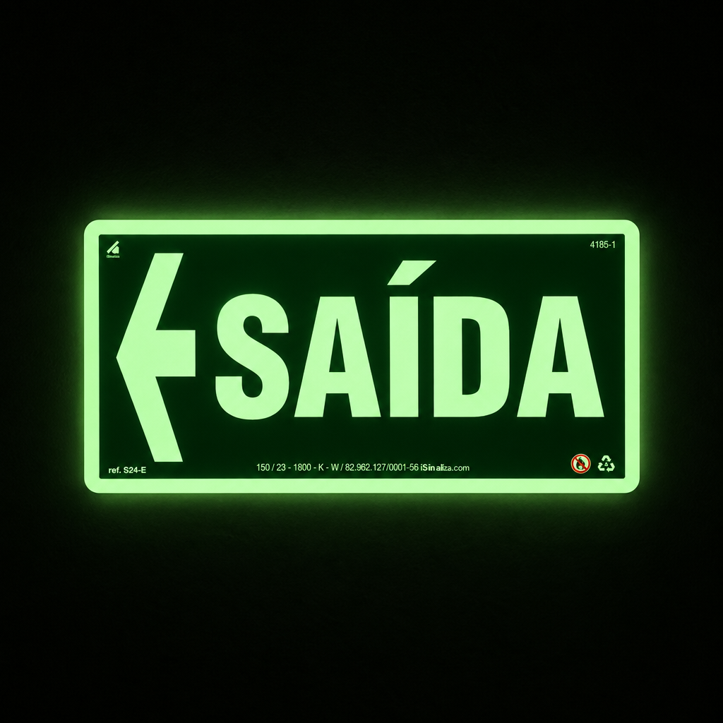 Placa "Saída" (Seta Esquerda) S24-E com ColorAdd