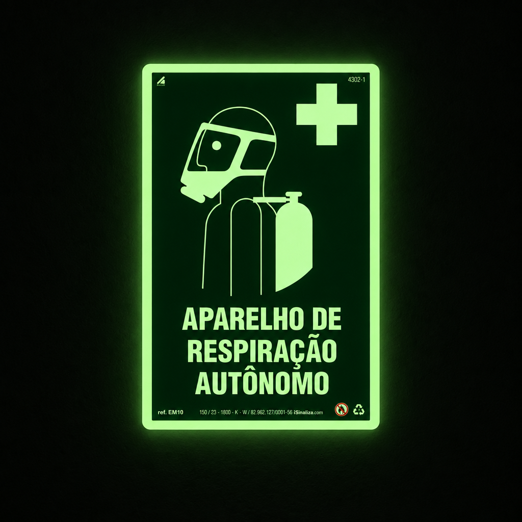 Placa "Aparelho de Respiração Autônomo" Fotoluminescente EM10 com ColorAdd