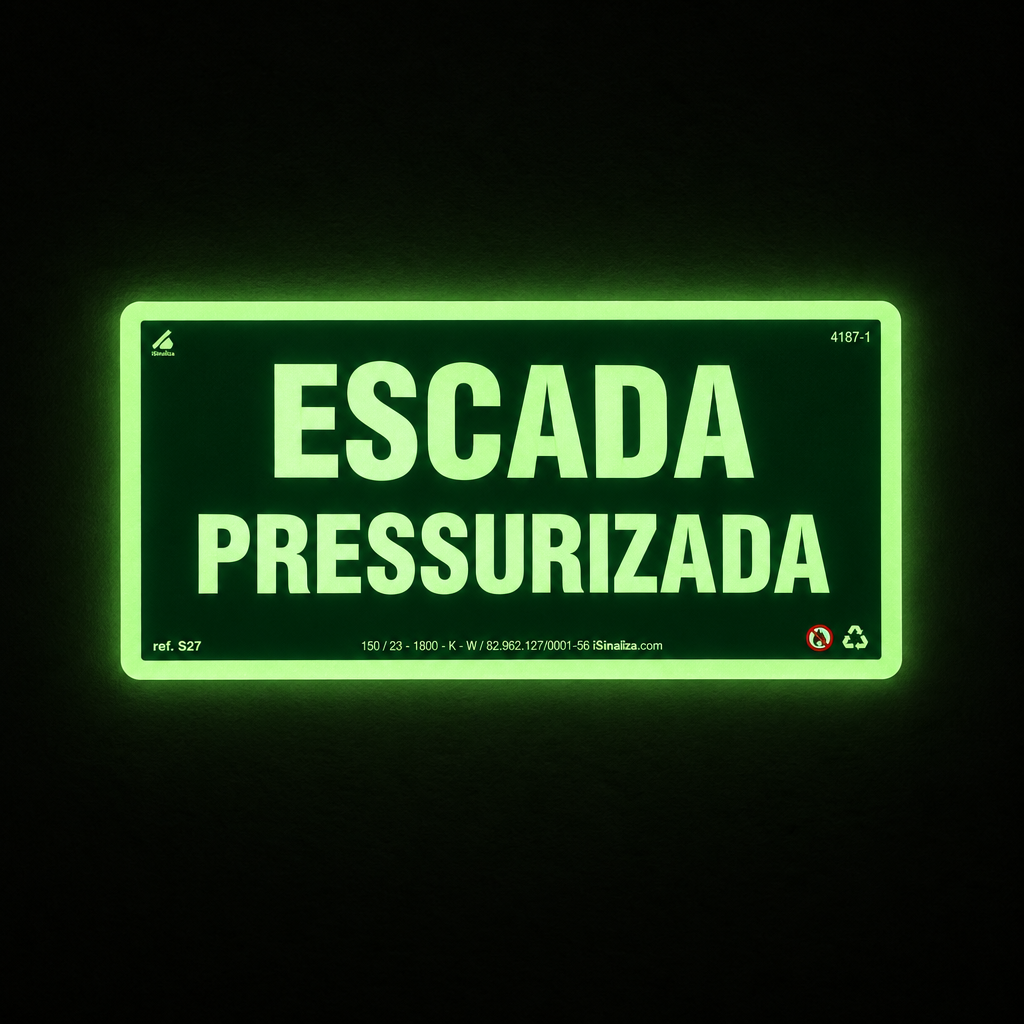 Placa "Escada Pressurizada" Fotoluminescente S27 com ColorAdd