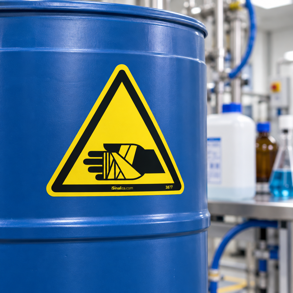 Etiqueta de Segurança "Risco de Queimadura Química" - (Embalagem com 10 unidades)