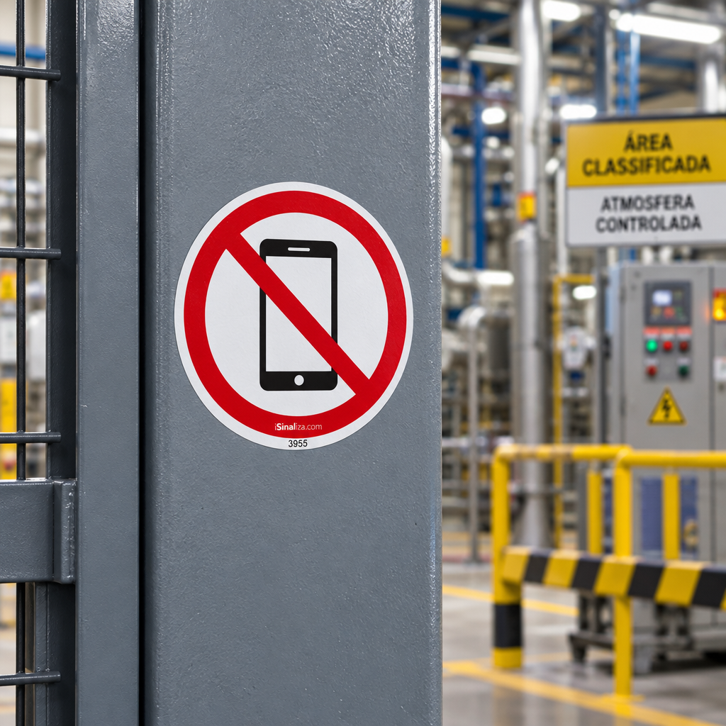 Etiqueta de Segurança "Proibido Uso de Celular" - (Embalagem com 10 unidades)