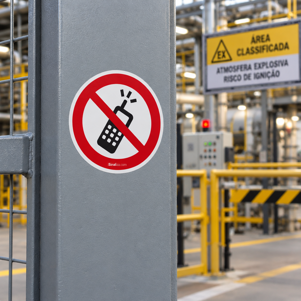 Etiqueta de Segurança "Proibido Uso de Celular" - (Embalagem com 10 unidades)