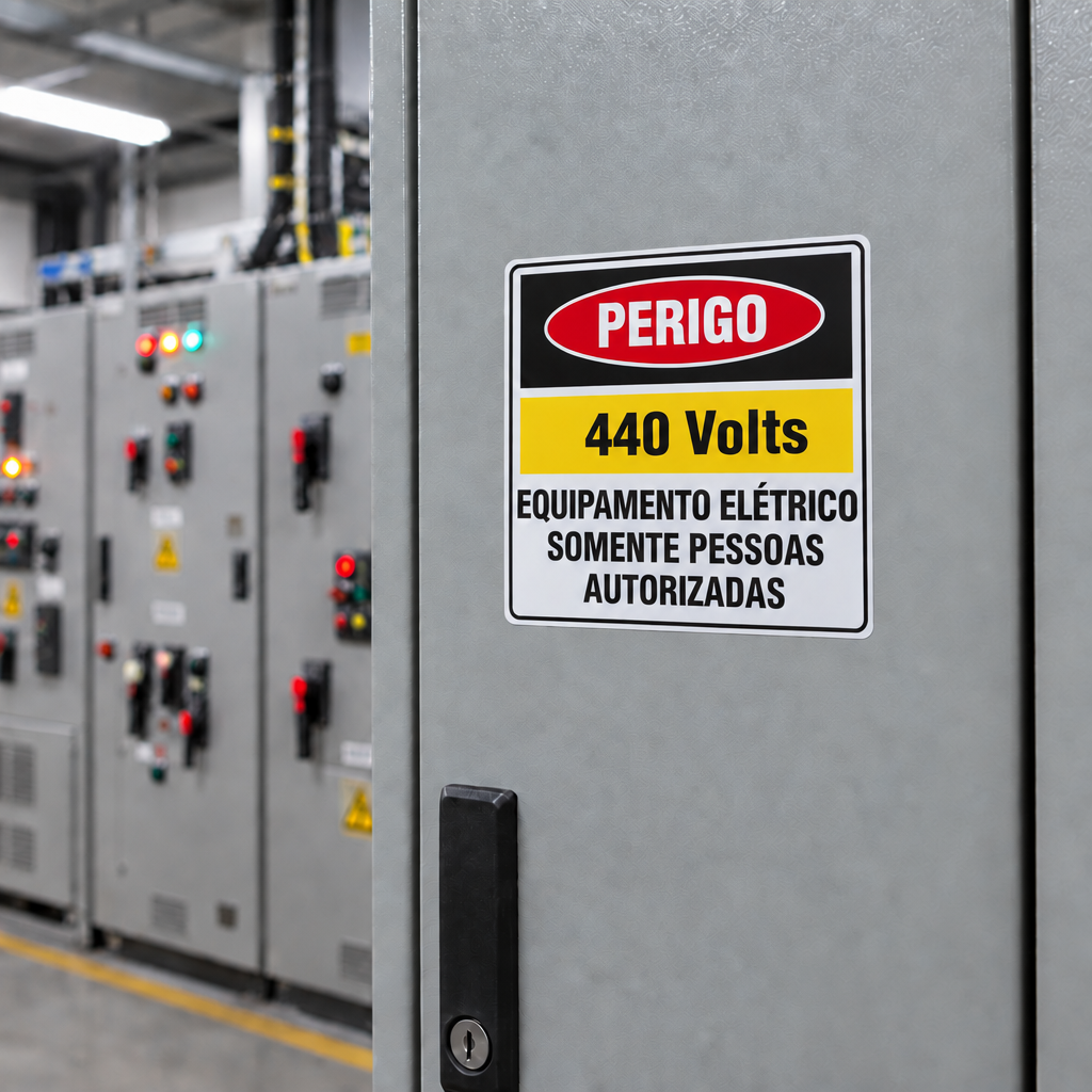 Etiqueta de Segurança "Perigo: 440V - Somente Pessoas Autorizadas" - (Embalagem com 10 unidades)