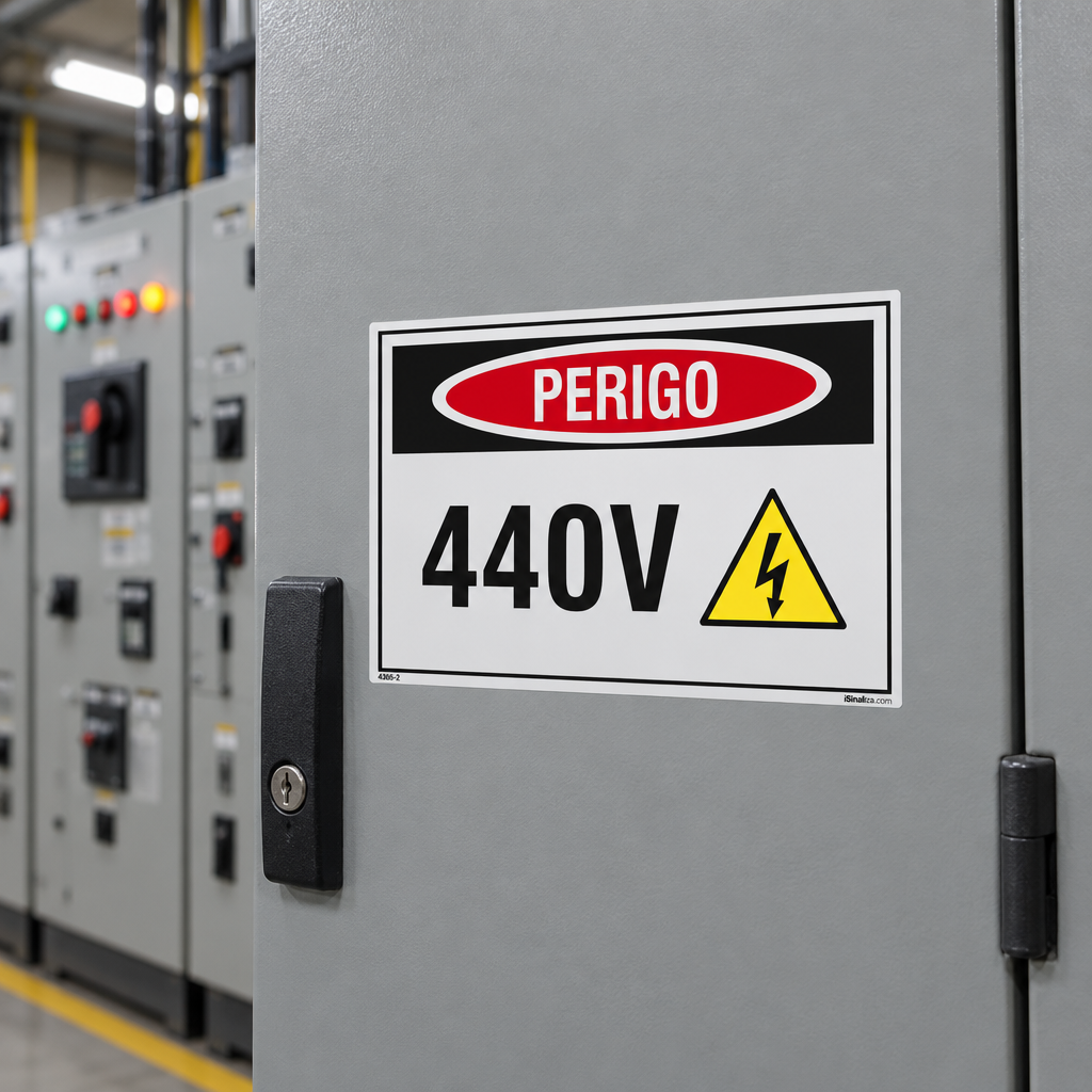 Etiqueta de Segurança "Perigo: 440V" - (Embalagem com 10 unidades)