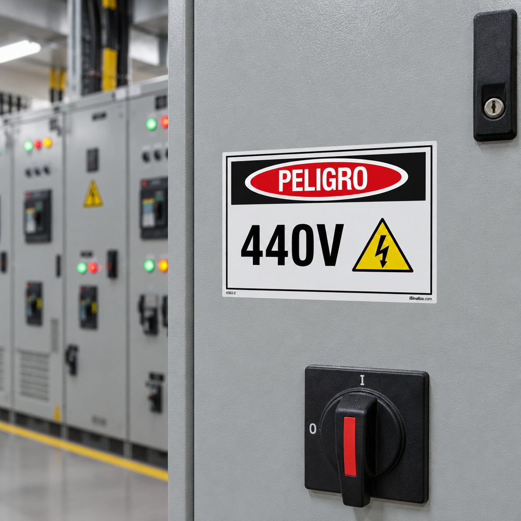 Etiqueta de Segurança "Peligro: 440V" (Espanhol) - (Embalagem com 10 unidades)
