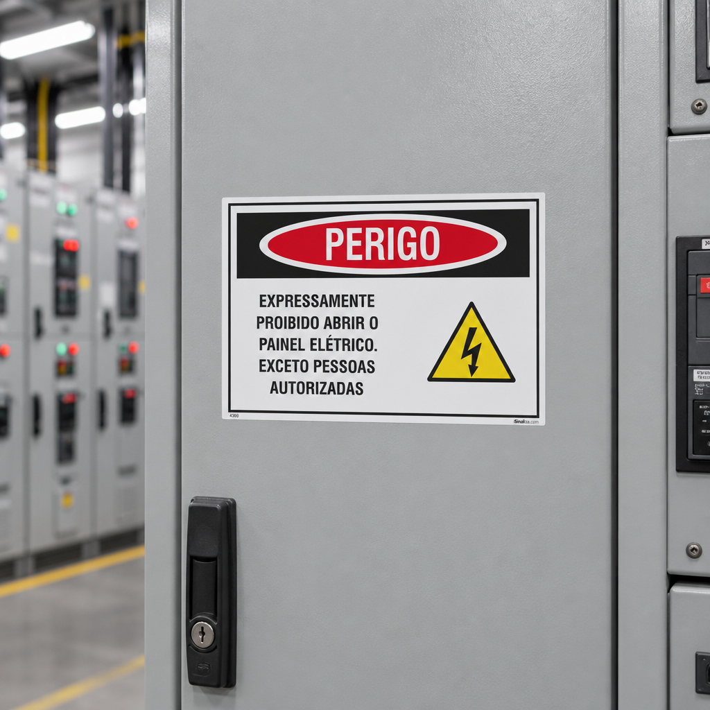 Etiqueta de Segurança "Proibido Abrir o Painel Elétrico" - (Embalagem com 10 unidades)
