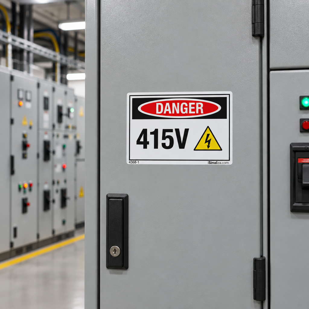 Etiqueta de Segurança "Danger: 415V" (Inglês) - (Embalagem com 10 unidades)