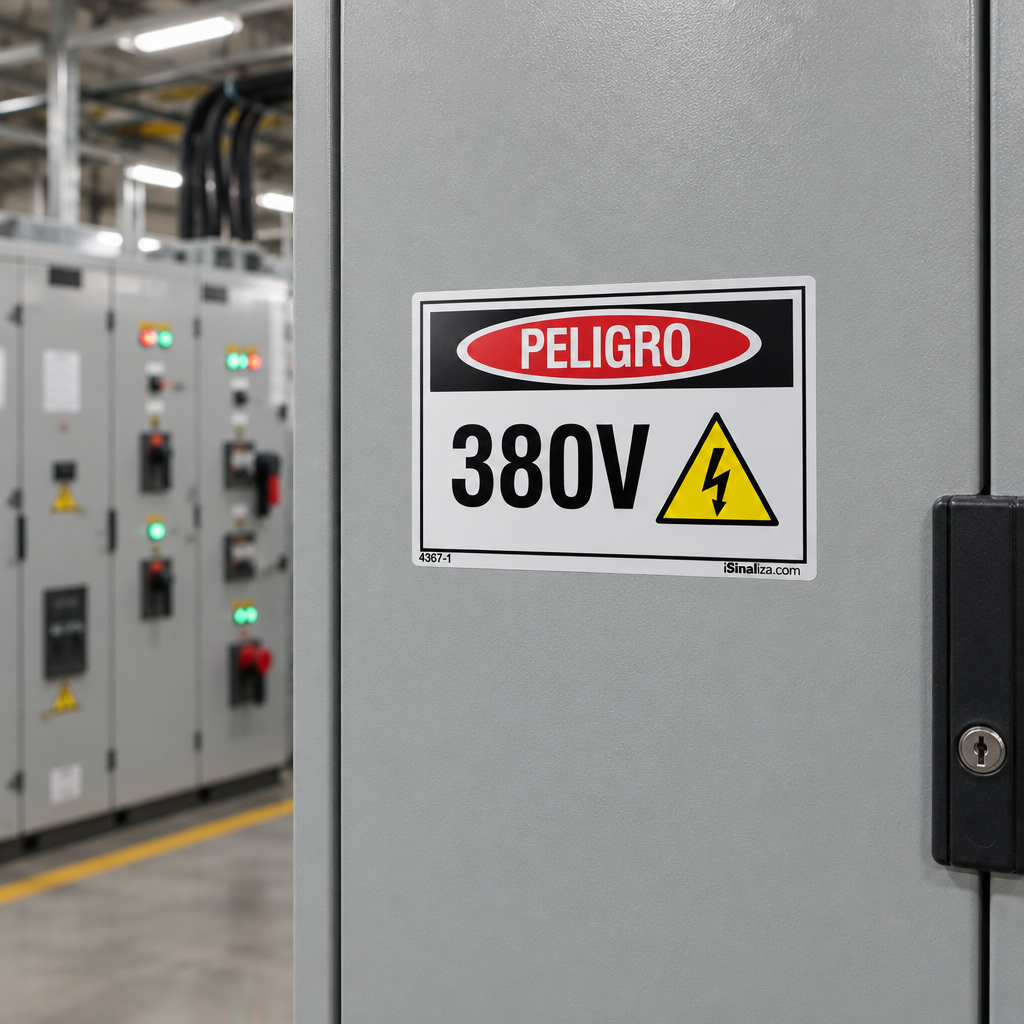 Etiqueta de Segurança "Peligro: 380V" (Espanhol) - (Embalagem com 10 unidades)