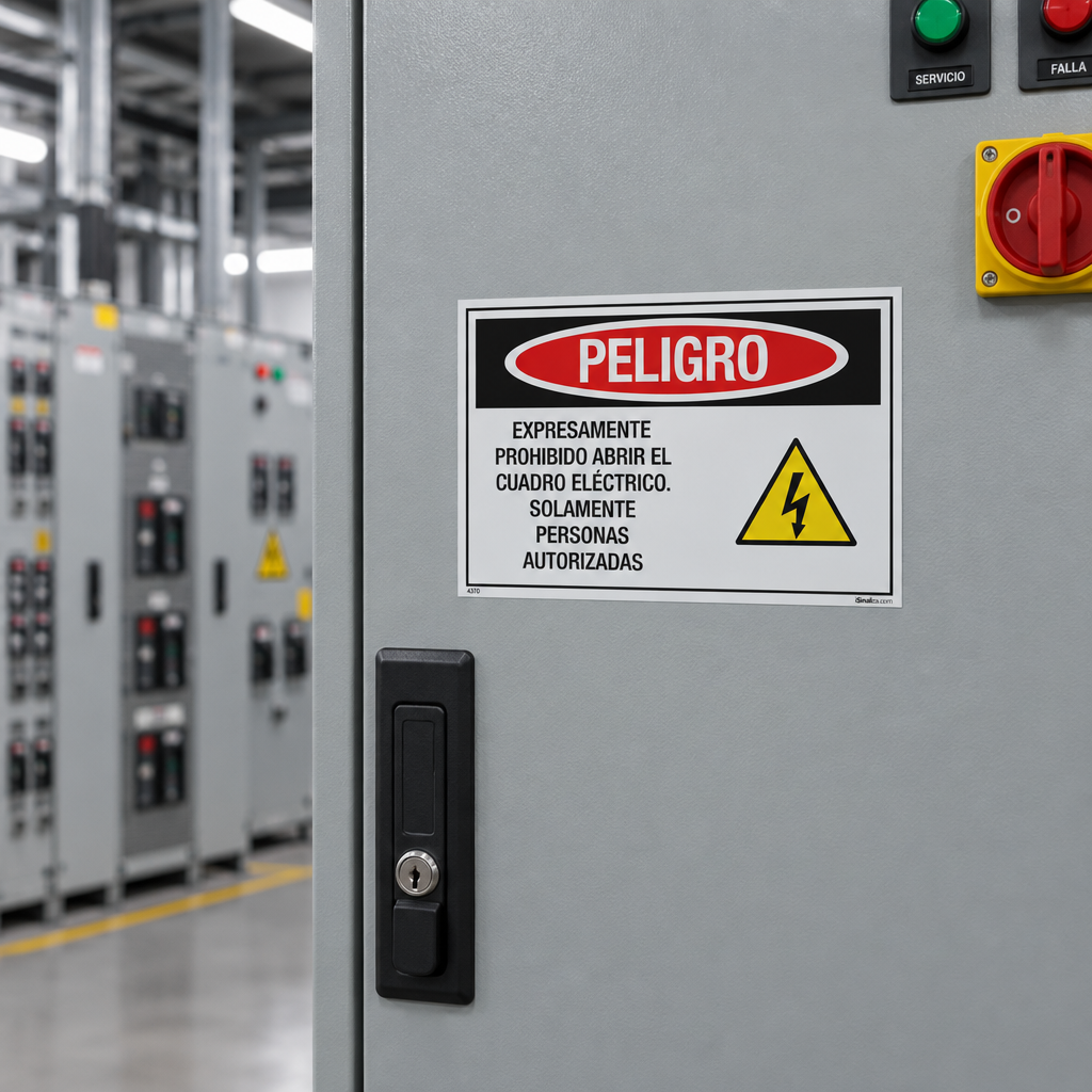 Etiqueta de Segurança "Peligro: Prohibido Abrir el Panel Eléctrico" (Espanhol) - (Embalagem com 10 unidades)