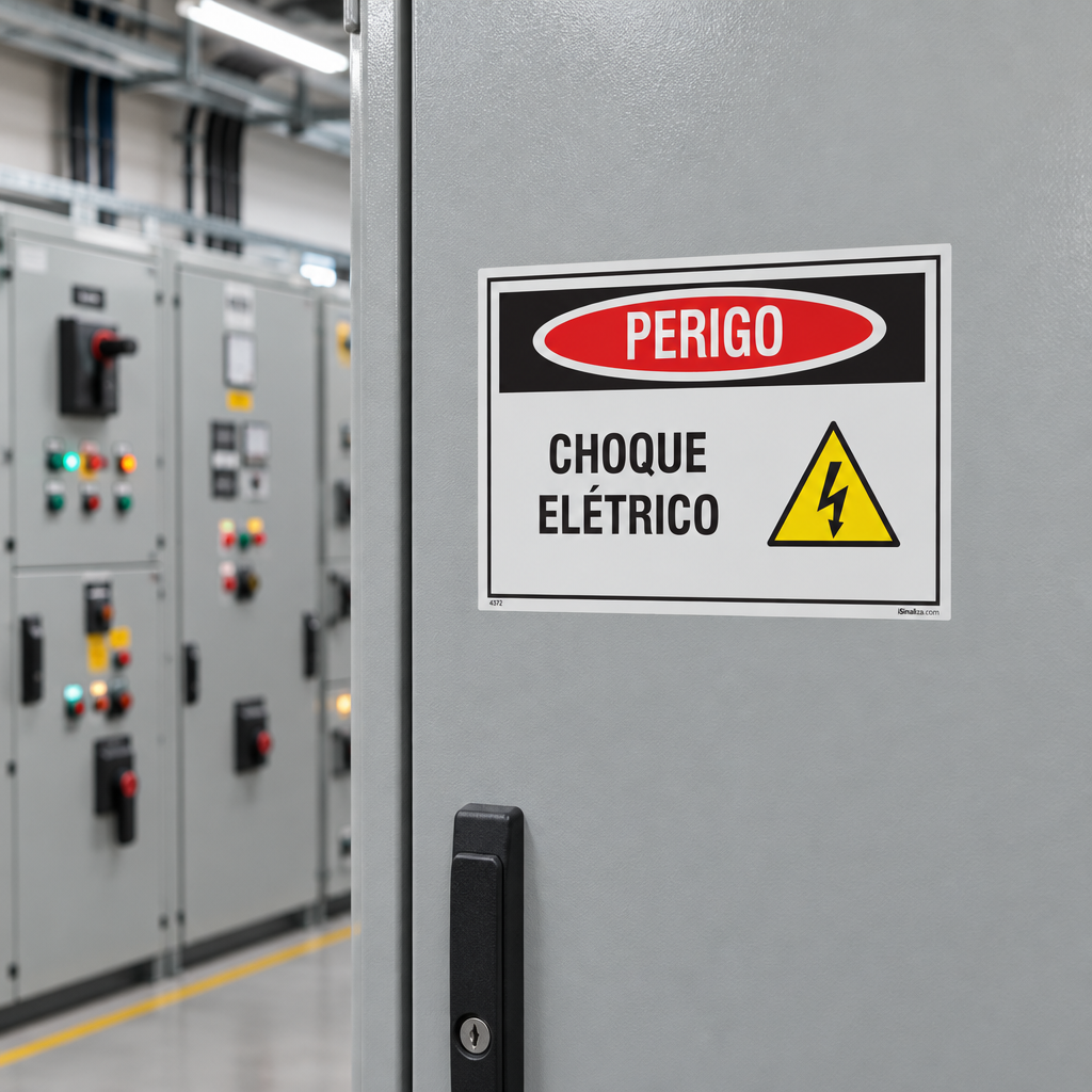 Etiqueta de Segurança "Perigo: Choque Elétrico" - (Embalagem com 10 unidades)