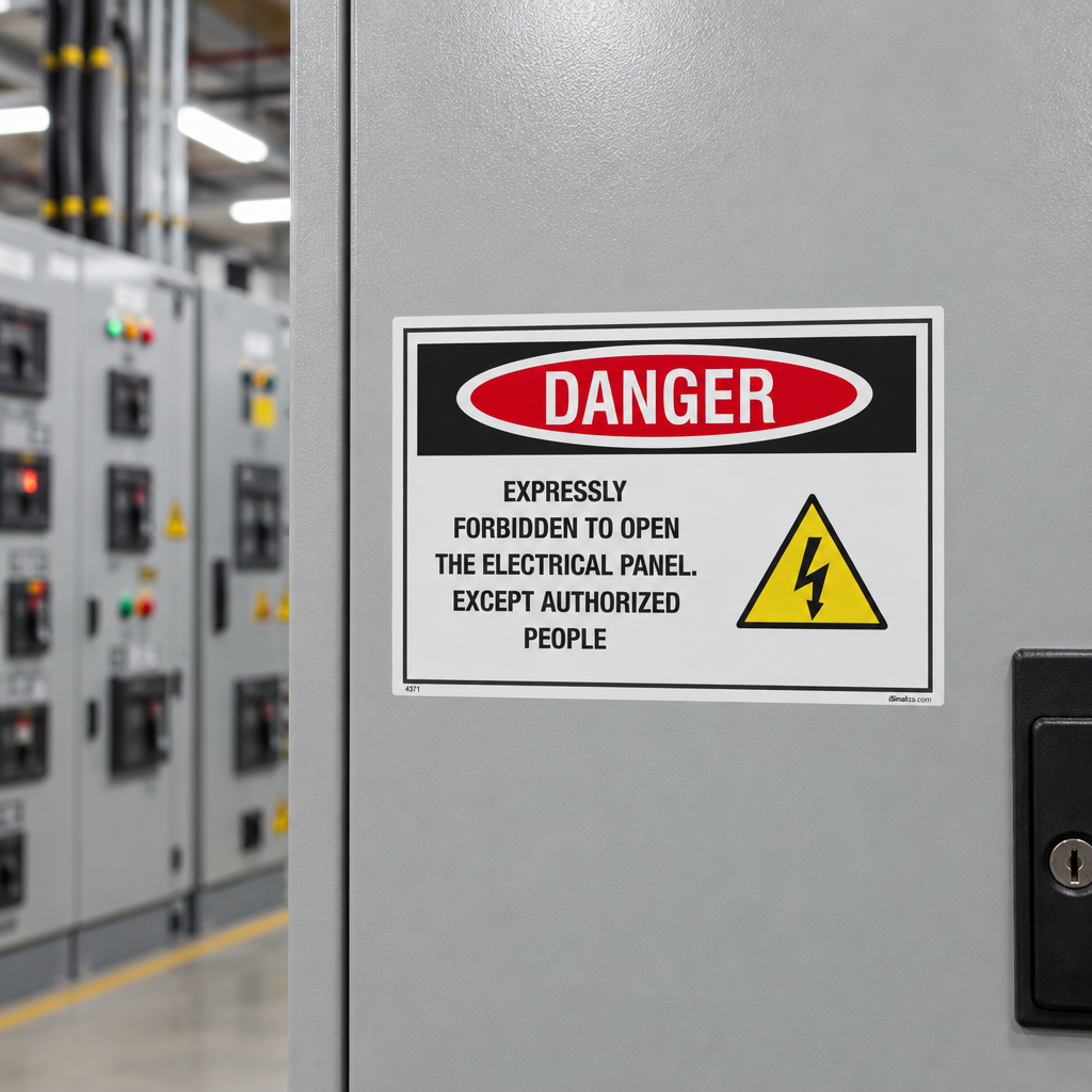 Etiqueta de Segurança "Danger: Do Not Open Electrical Panel" (Inglês) - (Embalagem com 10 unidades)