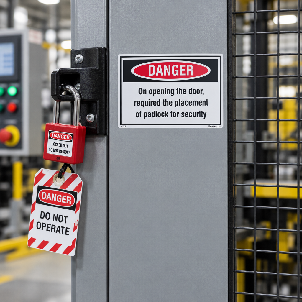 Etiqueta de Segurança "Danger: Mandatory Use of Padlock" (Inglês) - (Embalagem com 10 unidades)