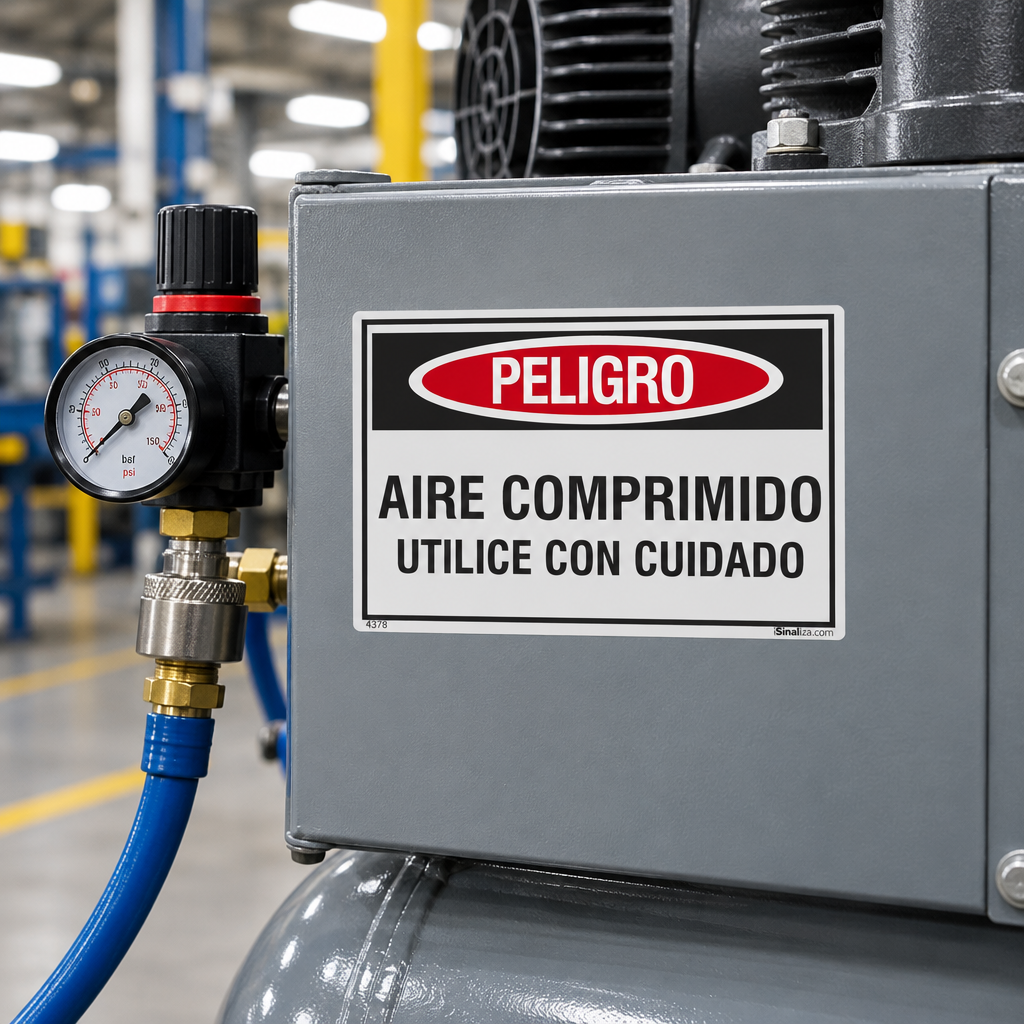 Etiqueta de Segurança "Peligro: Aire Comprimido" (Espanhol) - (Embalagem com 10 unidades)