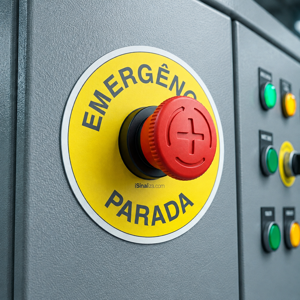 Etiqueta de Segurança "Borda de Parada de Emergência" - (Embalagem com 10 unidades)