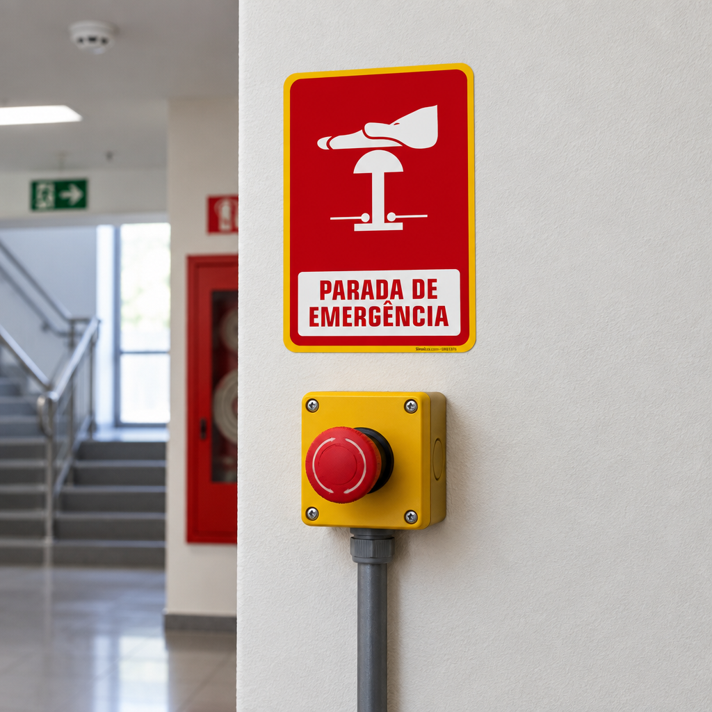 Placa de Sinalização "Parada de Emergência"