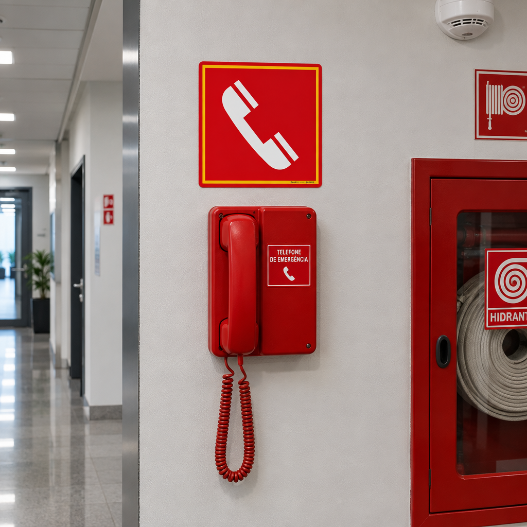 Placa de Sinalização Telefone de Emergência Símbolo E4