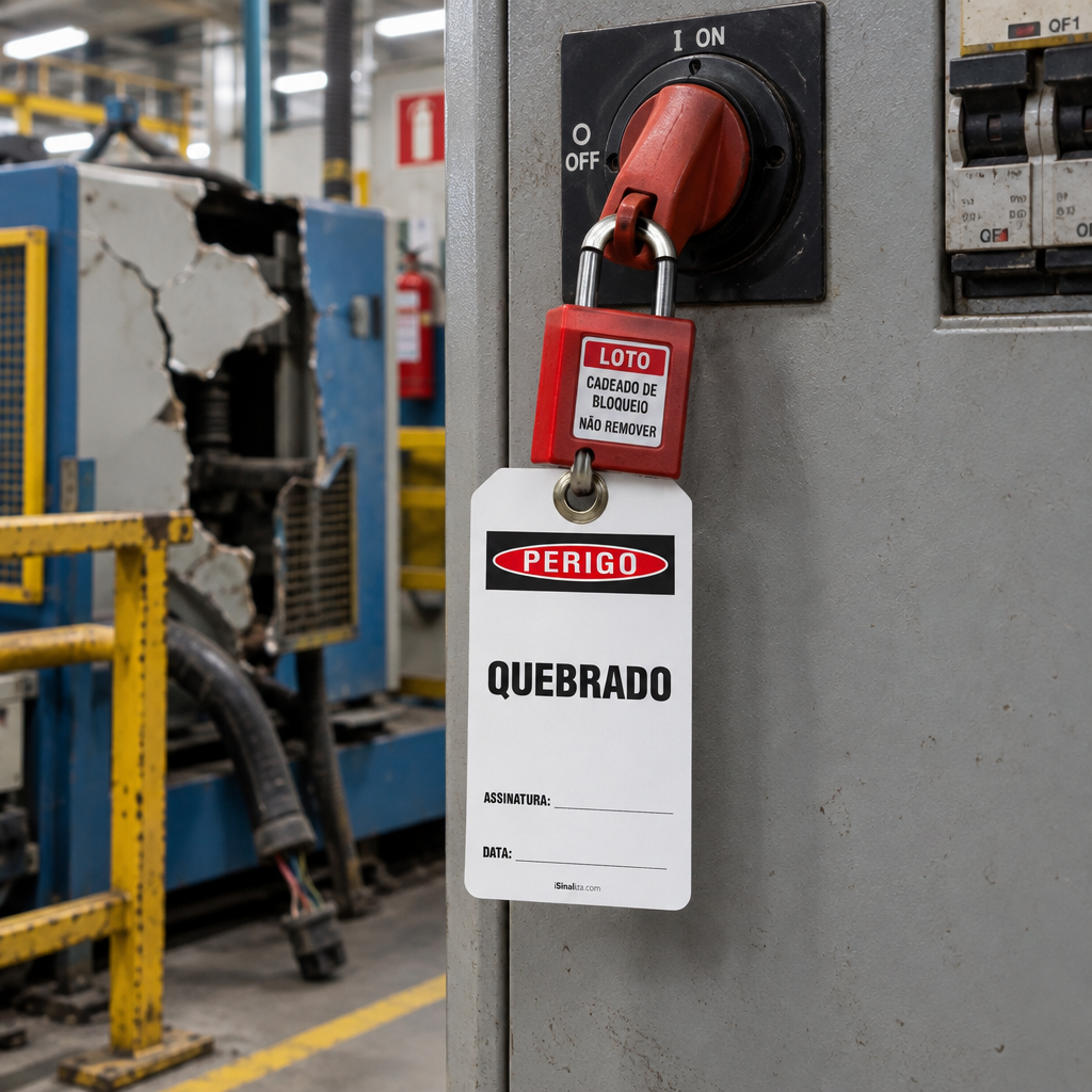 Etiqueta de Bloqueio LOTO "Perigo: Quebrado"