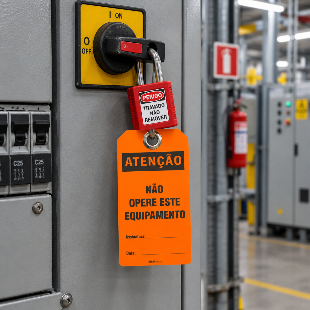 Etiqueta de Bloqueio LOTO "Atenção: Não Opere Este Equipamento"