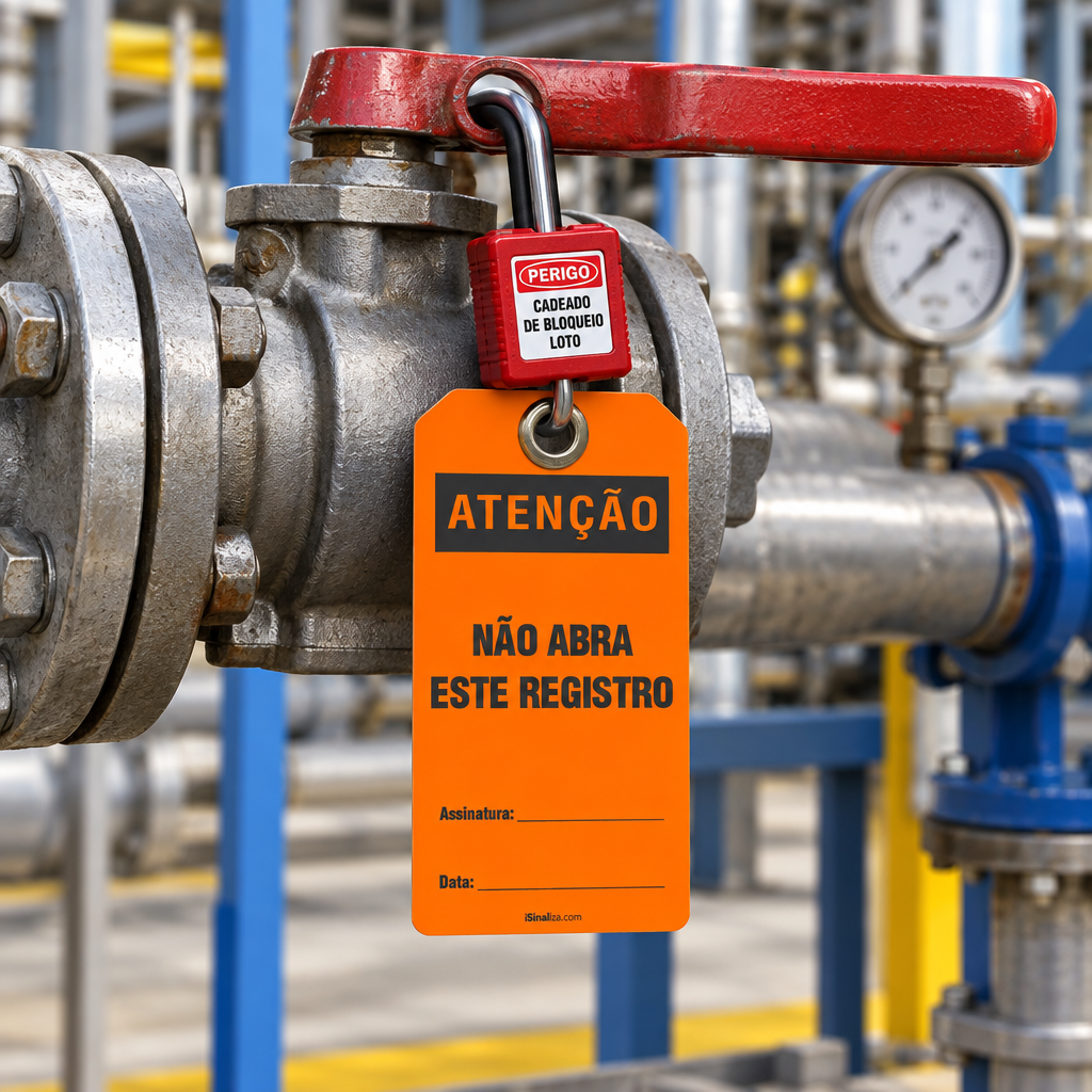 Etiqueta de Bloqueio LOTO "Atenção: Não Abra Este Registro"