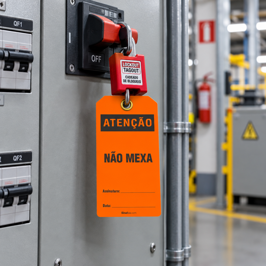 Etiqueta de Bloqueio LOTO "Atenção: Não Mexa"