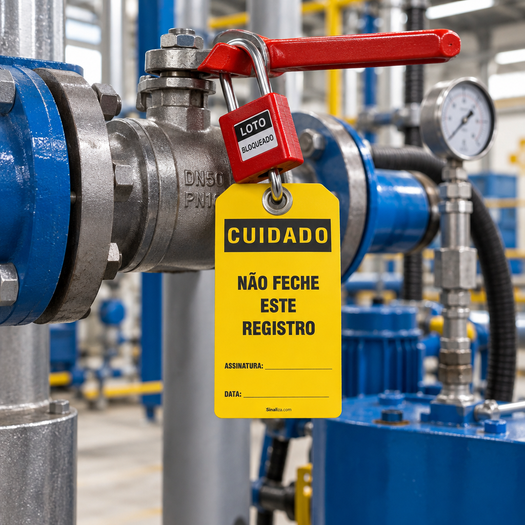 Etiqueta de Bloqueio LOTO "Cuidado: Não Feche Este Registro"